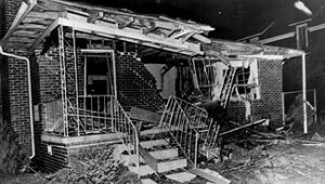 The aftermath of Dr.King's house after the bombing