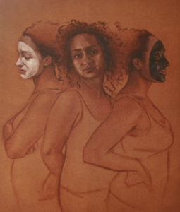 Mixed women with paint on faces